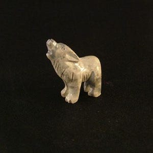 Hand-Carved Miniature Soapstone Wolf Fetish Totem Spirit Animal Diorama Dollhouse
