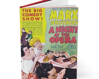 マルクス兄弟による1935年の映画『オペラ座の夜』のポスターアートを印刷したハードカバージャーナルノート