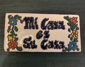 Carrelage émaillé artisanal « Mi Casa » avec fleurs 27102