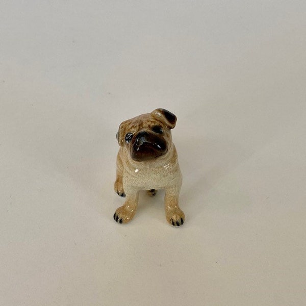 Hand-Painted Miniature Pug Dog Porcelain Figurine – 24981