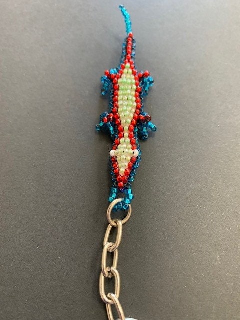 Hand-beaded Lizard Key Ring Chain Zipper Pull Purse Fob