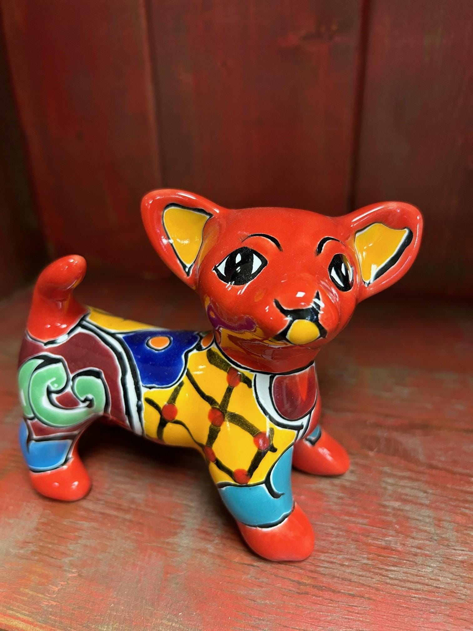 Hand-painted Talavera Chihuahua Dog in Tomato Red 29217 - Etsy