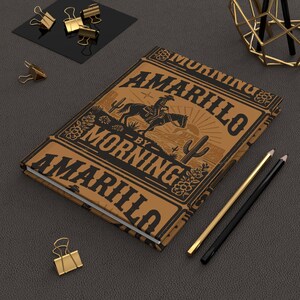 Diario de tapa dura con temática del Oeste "Amarillo By Morning", cuaderno con diseño vaquero, diario rústico para escribir, regalo para amantes de la música country. imagen 2