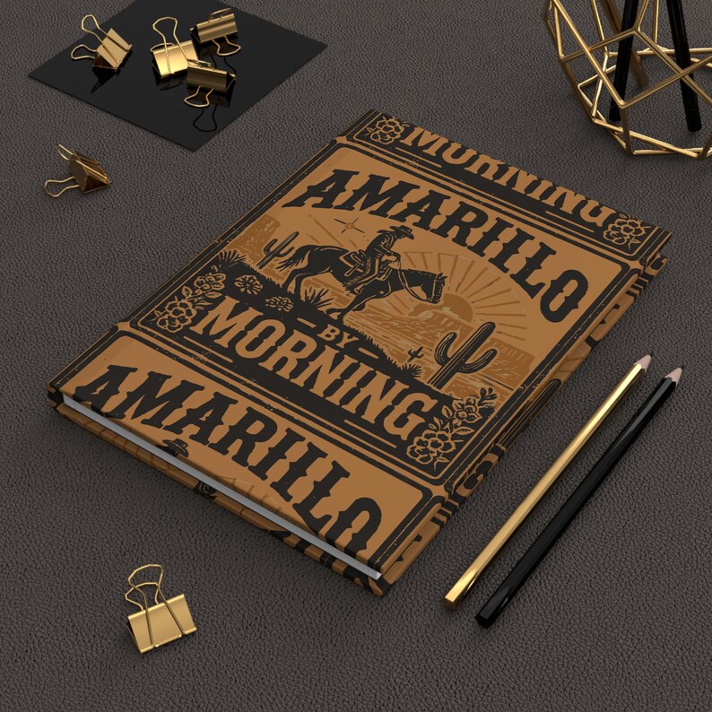 Diario de tapa dura con temática del Oeste "Amarillo By Morning", cuaderno con diseño vaquero, diario rústico para escribir, regalo para amantes de la música country. imagen 2