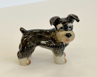 Hand-Painted Miniature Porcelain Schnauzer Dog Figurine – 26700