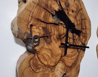 olive wood wall clock