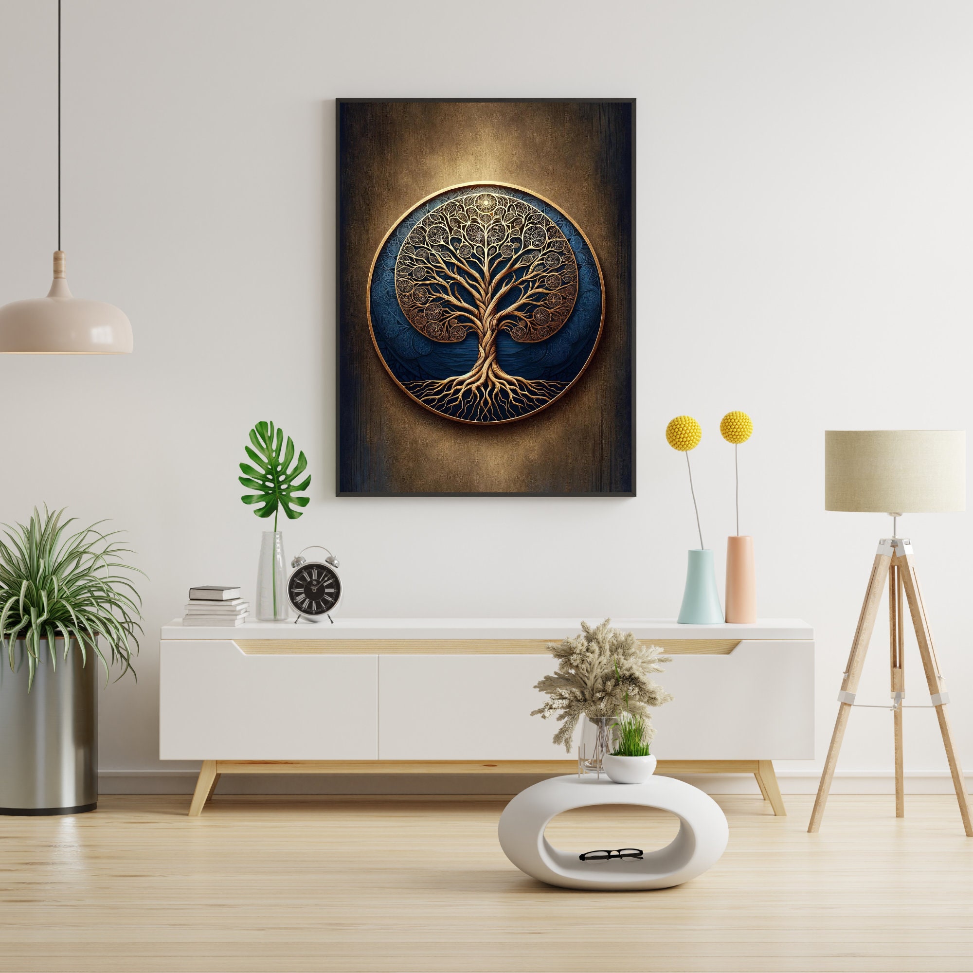 Golden Essence Tree of Life Art Print: Sacred Geometry, Elegant Decor ...