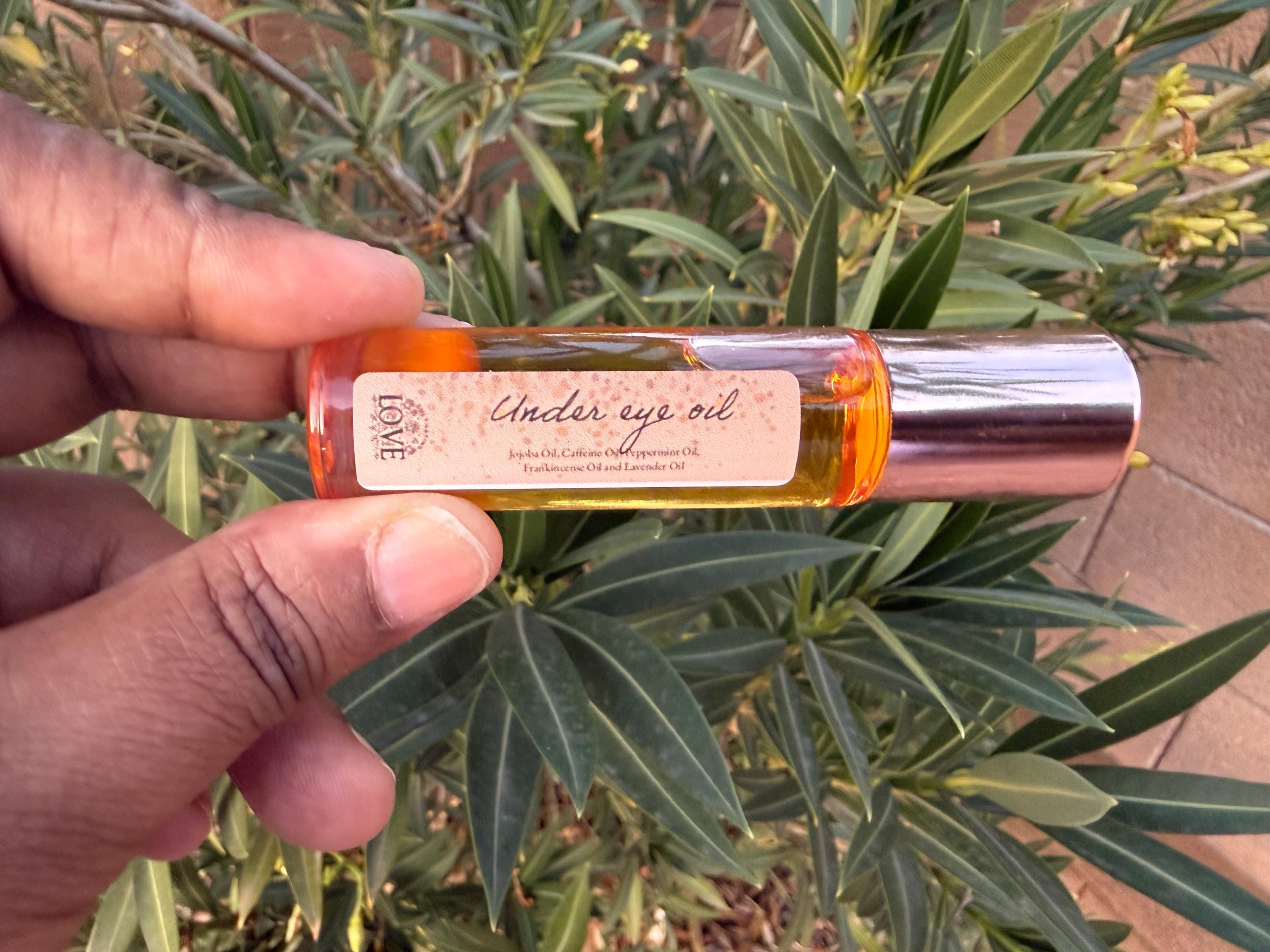 Under Eye Oil Roller Caffeine Infused Eye Serum Dark Circle and Puffiness Relief Jojoba Oil with Peppermint Frankincense and Lavender