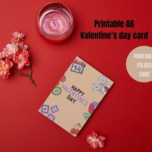 Printable Valentine's Day Card, Digital Card for Woman, Card for Man, A6 Card