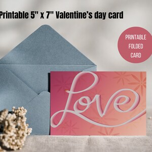 Printable Valentine's Day Card, Digital Card for Woman, Card for Man, 5"x7" Card
