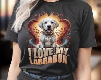 I Love My Labrador T-Shirt, Labrador Lovers Present, Cute Puppy Shirt, Colorful Labrador Gift, Dog Lovers Tee, Dog Lovers TShirt