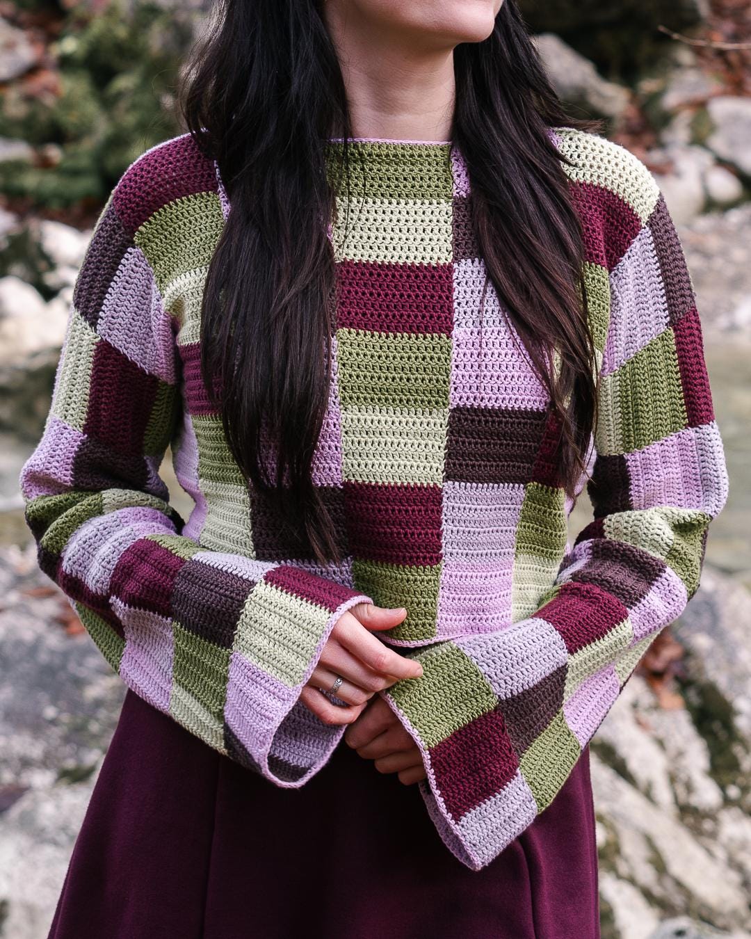 32 Checkerboard Crochet Patterns for Blankets, Bags, Garments, and Home Accents 2 Free Flow Sweater // Crochet