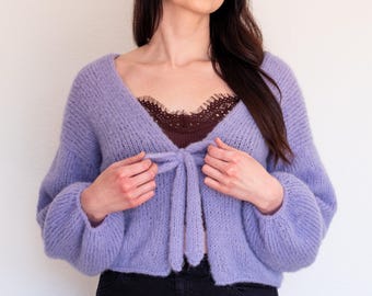 Cárdigan arcoíris // Patrón de tejido: Cárdigan holgado y vaporoso con lazo | Seda de alpaca | Patrón en PDF | Tallas 2XS–5XL