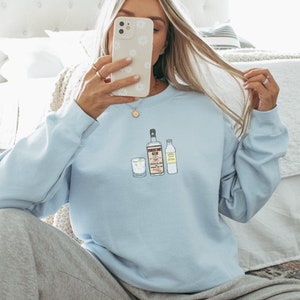 Pull gin tonic, chemise cocktail, cadeau gin n tonic, col rond cocktail tendance, cadeaux pour les amateurs de gin, sweat-shirt boisson alcoolisée, gin tonic