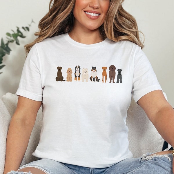 Dog Graphic T-Shirt, Dog Mom Fur Mama Shirt, Animal Puppy Pup Lover Gift, Labrador Retriever Chow Chow Golden Doodle Border Collie Poodle