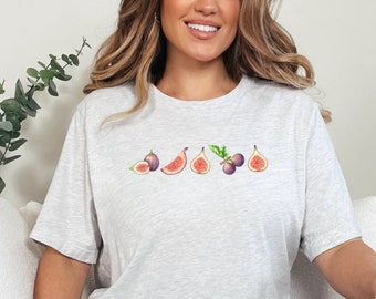 Fig Graphic T-Shirt, Cottagecore Fruit Fig Shirt, Botanical Gardening Tshirt, Fruity Botanical Nature Tee, Gift for Fig Lover, Garden Nature