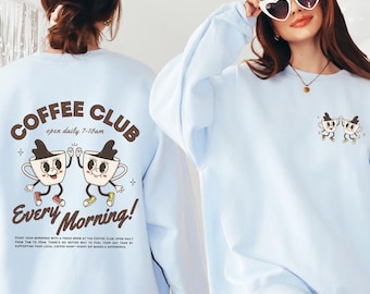 Coffee Club Sweatshirt, Coffee Graphic Shirt, Retro Coffee Lover Sweater, Foodie Aesthetic Crewneck, Italian Summer Tshirt, Coffee Shop Gift