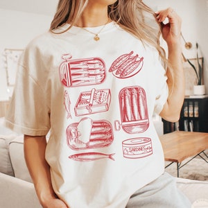 Tin Fish Sardines Shirt, 90s Downtown Girl Aesthetic Tshirt, Coastal Granddaughter Ocean Inspired, Tinned Sardine Seafood Tee, Tomato Girl