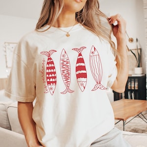 Sardines Tinned Fish Shirt, Les Sardines Tshirt, Coastal Granddaughter Ocean Inspired, Tomato Girl Summer Aesthetic Shirt, Tin Seafood Top