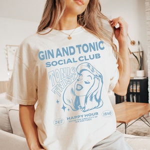 Chemise rétro Gin Tonic, Gin N Tonic, T-shirt Gin, Chemise Gin, chemise cocktail d&#39;inspiration vintage, T-shirt cocktail rétro, chemise à boire rétro