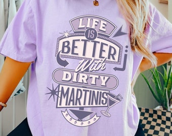 Dirty Martini Shirt, Cocktail Social Club Tee, Retro Extra Dirty Martini Tshirt, Dirty Martini Gift, Comfort Colors, Motel Sign Bach T-Shirt