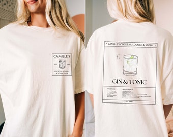 Gin Tonic Shirt, Cute Cocktail Tshirt, Gin Tonic Gift, Gin Gifts, Gin Tshirt, Gin N Tonic, Signature Cocktail, Drinking Night Shirt, Bach