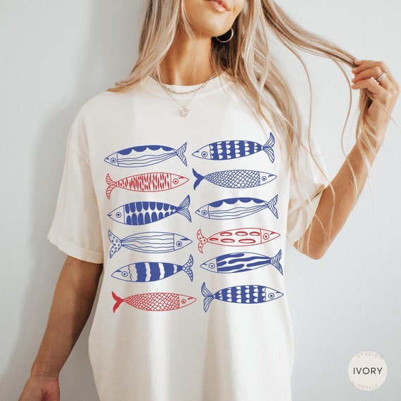 Sardines Tinned Fish Shirt, Les Sardines Tshirt, Coastal Granddaughter Ocean Inspired, Tomato Girl Summer Aesthetic Shirt, Tin Seafood Top