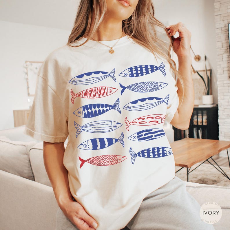 Sardinen Fisch aus der Dose Shirt, Les Sardinen Tshirt, Küsten Enkelin Ozean inspiriert, Tomaten Mädchen Sommer Ästhetik Shirt, Dose Seafood Top Bild 4
