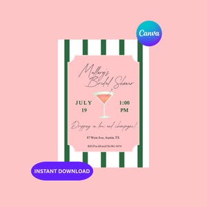 Palm Springs Bachelorette Invitation, Editable Canva Template – Beach Invitation - Desert Bridal Shower Weekend, Instant Download