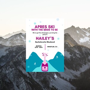 Apres ski bachelorette invitation, apres ski soiree invitation, apres ski invitation, ski bachelorette invitation, winter bachelorette