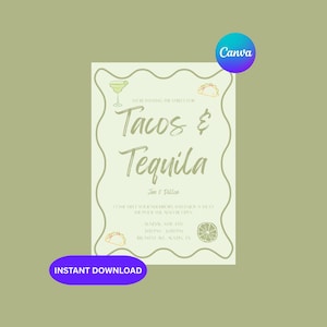 Tacos and Tequila Birthday Invitation – Fiesta Party Evite – Editable Margarita Invite – Mexican Theme – Instant Download