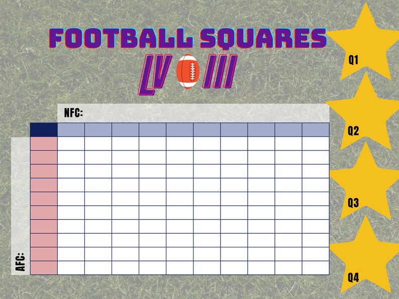 Super Bowl 2024 Football Squares, Super Bowl 48, Printable Football