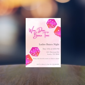 Girls Night Bunco Invitation | Editable Canva Template | Bunco Party Invite | Printable Game Night Digital Download