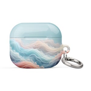 Ocean Mist Dream Wave AirPods Case – Protective PC Cover with Metal Carabiner | Cute Aesthetic Gift