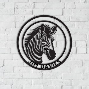 Zebra Metal Wall Art, Personalized Zebra Metal Sign,Custom Zebra Wall Decor, Zebra Lover Gift