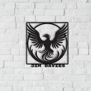 Phoenix Metal Wall Art, Personalized Phoenix Metal Sign - Custom Phoenix Wall Decor,  Mythical Bird Art, Minimalist Unique Home Decor