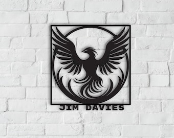 Phoenix Metal Wall Art, Personalized Phoenix Metal Sign - Custom Phoenix Wall Decor,  Mythical Bird Art, Minimalist Unique Home Decor