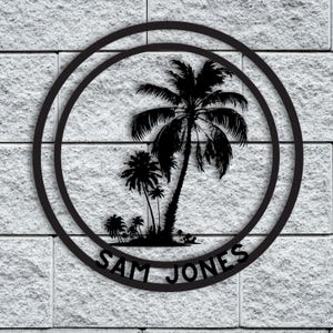 Personalized Palm Trees Metal Wall Art, Custom Palm Tree Wall Decor Sign, Palm Tree Lover Gift