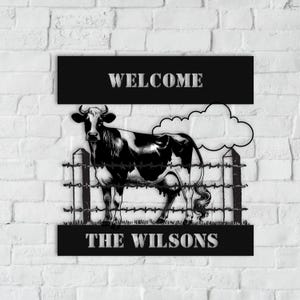 Personalized Cow Cattle Metal Wall Art,Custom Cow Farm Sign,Cow Ranch Decor,Cows Gift,Cow Farmhouse Decor,Cow Farmer Sign