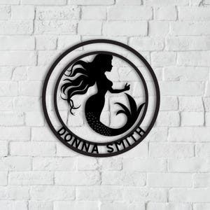 Mermaid Metal Wall Art, Personalized Mermaid Metal Sign - Custom Mermaid Wall Decor, Mermaid Home Decor , Custom Mermaid