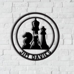Personalized Chess Metal Sign, Custom Chess Wall Decor, Chess Wall Art, Chess Pieces Gift