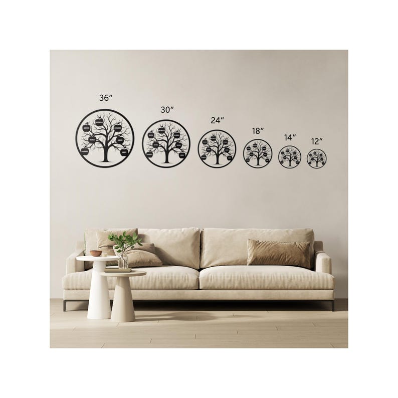 Personalized Family Tree Metal Wall Art, Custom Family Tree Wall Sign