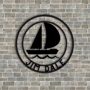 Metal Sailboat Wall Art, Personalised Sailboat Metal Sign, Custom Boat Wall Decor, Sailboat MetaL Art Sailboat Signs, Marine Art