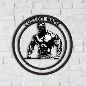 Bodybuilding Metal Wall Art,  Custom Bodybuilder Metal Sign, n, Gym Room Art, Weight Lifting Art