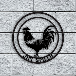 Personalized Rooster Metal Wall Art, Custom Rooster Wall Decor Sign, Farm Life Gift