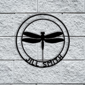 Personalized Metal Dragonfly Wall Decor, Custom Dragonfly Wall Sign, Dragonfly Lover Gift