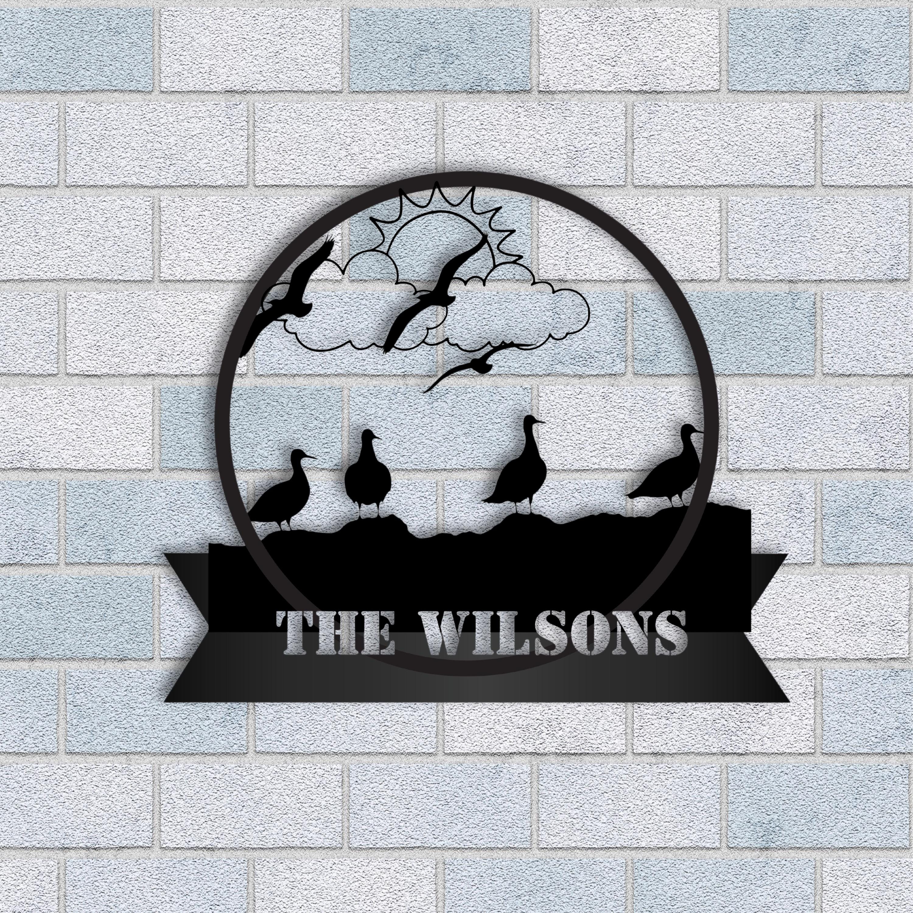 Personalized Metal Wall Art Sea Birds, Custom Seabirds Wall Decor Sign ...