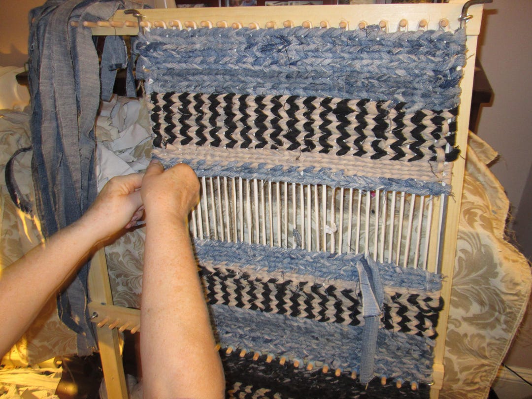 Handmade Adjustable Floor Rag Rug Twining Loom Includes Video Assembly ...