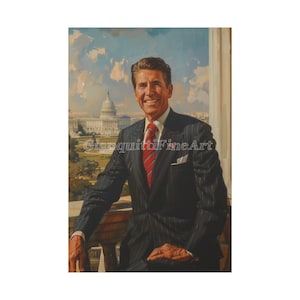 Portrait Of Ronald Reagan Painting, Home Decor, Wall Art, Political Gift, Republican Art, President Art, Reagan Art, History Gift, Canvas