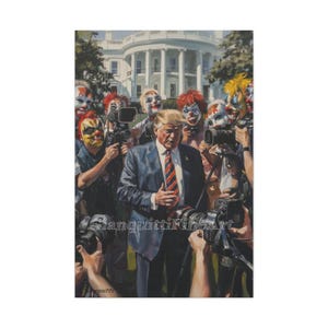 Donald Trump Painting, Fake News Art, Political Art, Trump Art, Funny Art, Politics, President Painting, Interview Art, MAGA Art, Canvas Art